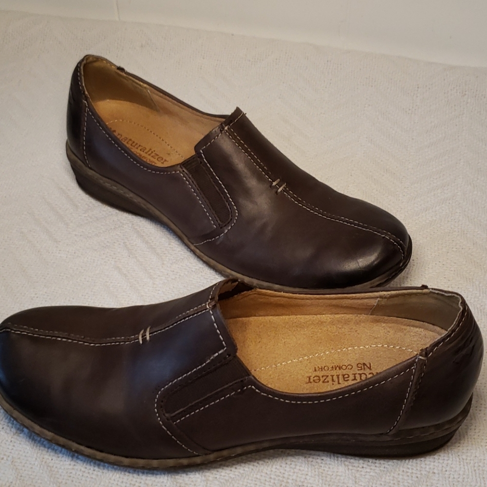 Naturalizer N5 Comfort Brown Leather Malvina Slip On Loafer Grandma shoes Sz 7N